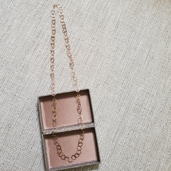 Hammered Rose Gold Link Long Necklace - Picture 5 of 8